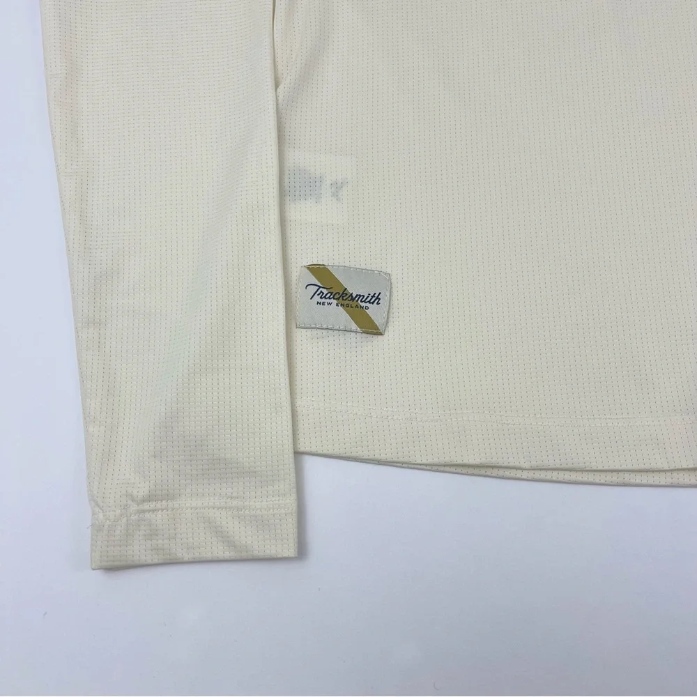 Tracksmith Women's High Stretch Running Long Sleeve Shirt in Cream - Picture 3 of 7